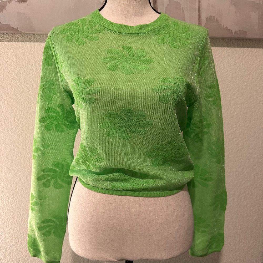 Green Leaf Pattern Sweater